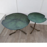 Mesa de centro de latón color verde hoja de nenúfar