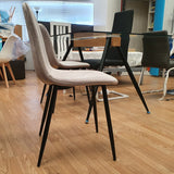 Silla tapizada terciopelo gris perla