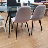 Silla tapizada terciopelo gris perla