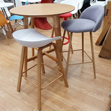 Taburete alto nórdico madera y blanco