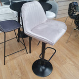 Taburete elevable terciopelo gris + negro
