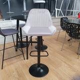 Taburete elevable terciopelo gris + negro