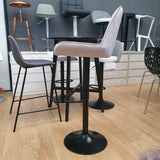 Taburete elevable terciopelo gris + negro
