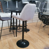 Taburete elevable terciopelo gris + negro