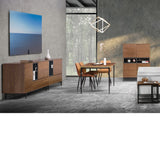 Mesa de comedor rectangular chapa de nogal 160 x 85 cm.