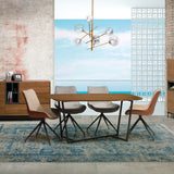 Mesa de comedor ovalada de chapa de nogal 160 x 85 cm.