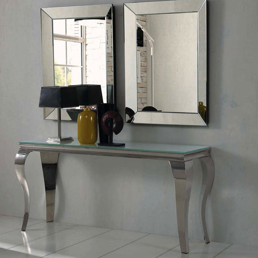 Consola de acero cromada 125 x 40 cm.