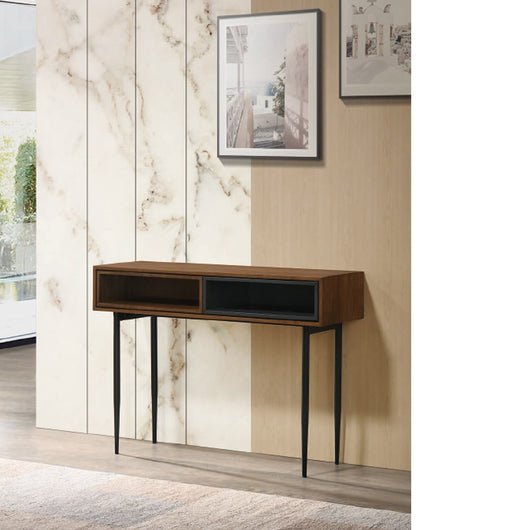 Consola de chapa de nogal y antracita 100 x 30 cm.