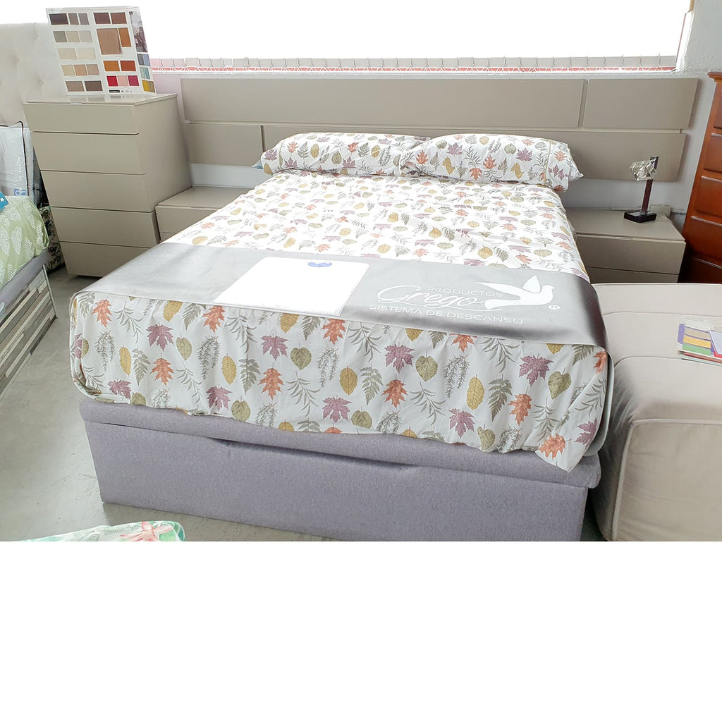 Pack Dormitorio Matrimonio Completo en Blanco y Roble Canadian  (cama135-150cm + Armario + Cabezal con