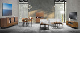 Mueble de TV tipo Treku de chapa de nogal 152 x 40 cm.