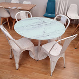 Mesa Tul 100 cm. cristal mármol