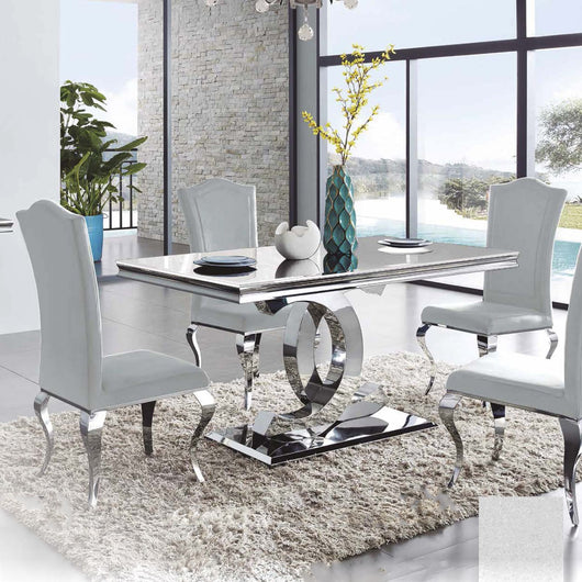 Mesa de comedor cristal blanco doble C Luxury 180 x 90 cm.
