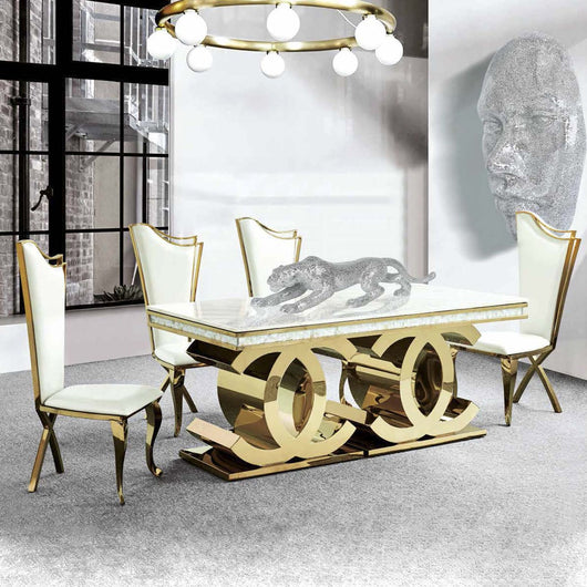 Mesa de centro mármol blanco y plata CC 130x70cm