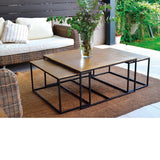 3 mesas de centro encajables de latón anticuario