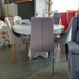 Silla capitoné respaldo alto tejido gris claro/oscuro