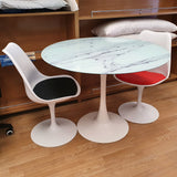 Mesa Tul 100 cm. cristal mármol