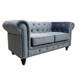 Sofá Chester capitoné terciopelo gris