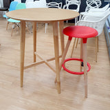 Mesa alta redonda chapa de roble 80 cm.