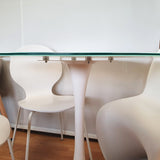 Mesa Tul 100 cm. cristal mármol