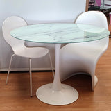 Mesa Tul 100 cm. cristal mármol