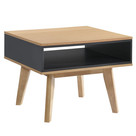 Mesa auxiliar con hueco de chapa de roble 60 x 60 cm.