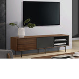 Mueble de TV tipo Treku de chapa de nogal 170 x 40 cm.