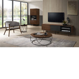 Mueble de TV tipo Treku de chapa de nogal 170 x 40 cm.