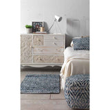 Puf cubo rombos azules y blancos