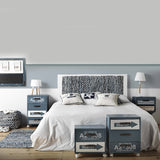 Puf cubo rombos azules y blancos