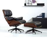 Lounge Chair: Reposapiés de piel negro - Ottoman