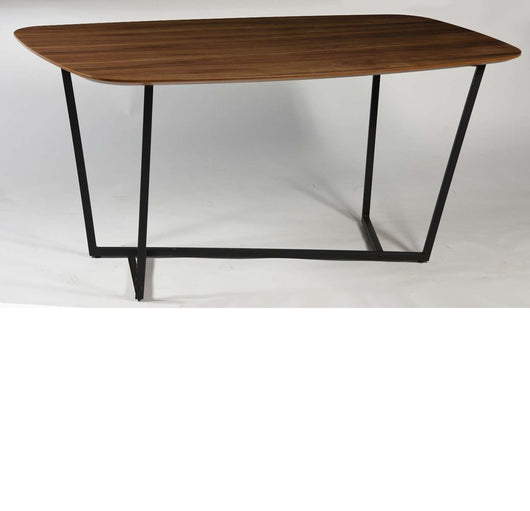 Mesa de comedor ovalada de chapa de nogal 160 x 85 cm.