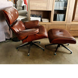 Loungue Chair: Reposapiés de piel marrón - Ottoman