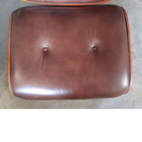 Loungue Chair: Reposapiés de piel marrón - Ottoman