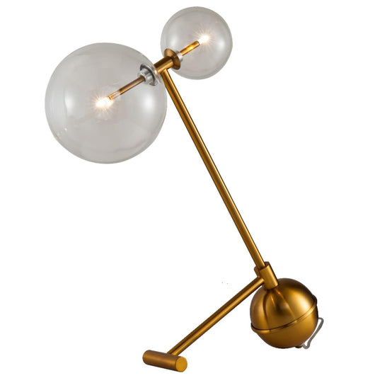 Lámpara vintage latón dos esferas transparentes