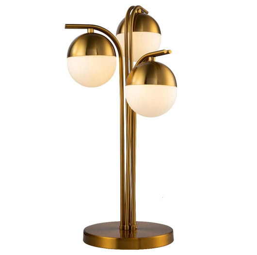 Lámpara palmera tres globos de cristal opaco Art Decó