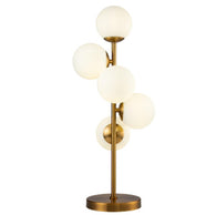 Lámpara sobremesa cinco globos de cristal opaco Art Decó