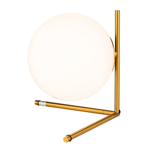 Lámpara de sobremesa de latón minimal design small globo blanco