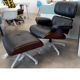 Lounge Chair: Reposapiés de piel negro - Ottoman