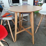 Mesa alta redonda chapa de roble 80 cm.