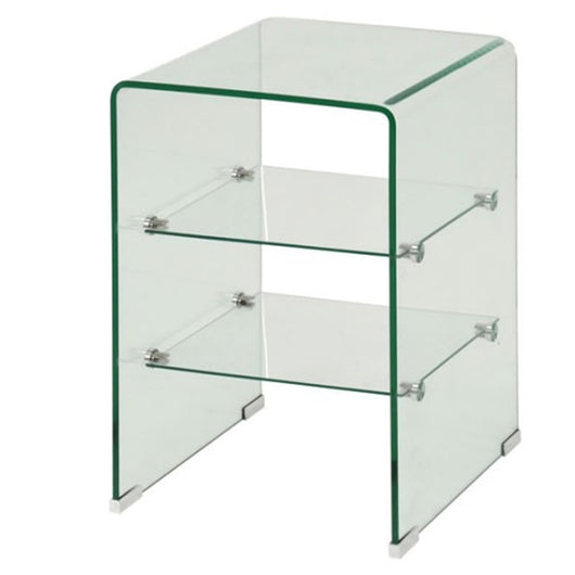 Cristal curvado - mesita de noche 2 baldas