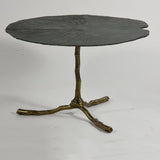 Mesa de centro de latón color verde hoja de nenúfar