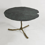 Mesa de centro de latón color verde hoja de nenúfar