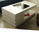 Mesa de centro elevable con cristal negro 115 x 60 cm.