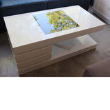 Mesa de centro elevable con cristal negro 115 x 60 cm.