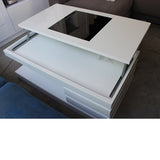 Mesa de centro elevable con cristal negro 115 x 60 cm.