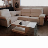 Mesa de centro elevable con cristal negro 115 x 60 cm.