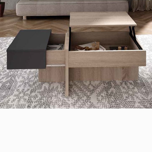 Mesa de centro elevable y cajón 110 x 50 cm.