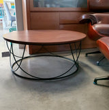 Mesa de centro redonda diseño chapa de nogal 80 / 90 cm.