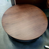 Mesa de centro redonda diseño chapa de nogal 80 / 90 cm.