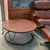 Mesa de centro redonda diseño chapa de nogal 80 / 90 cm.